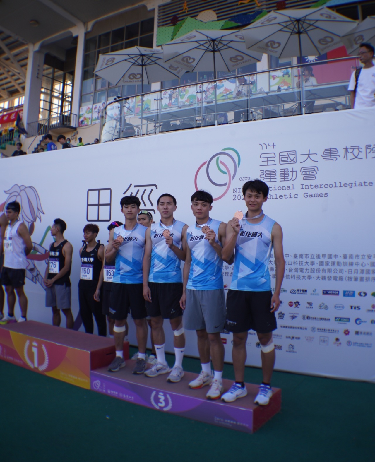 公開男生組田徑4X100公尺接力第三名-黃品叡、李柏睿、凃乃仁、陳子龍。