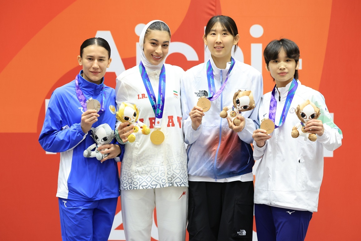 運動學系王薇嘉同學(右1)榮獲2026亞運銅牌。